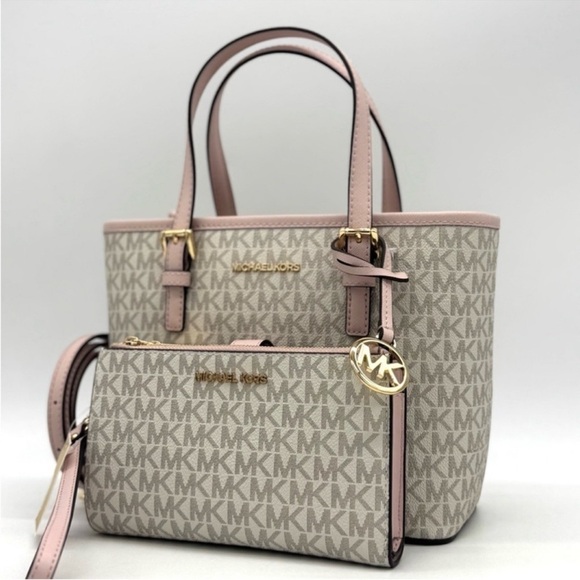 Michael Kors Jet Set Travel Extra-Small Top-Zip Tote Bag & Double Zip Wallet Set - Picture 1 of 12